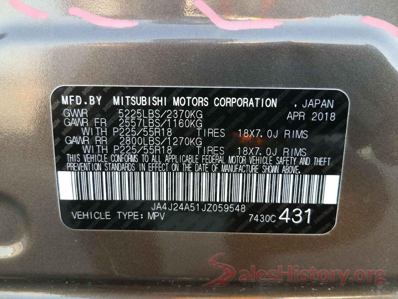 JA4J24A51JZ059548 2018 MITSUBISHI OUTLANDER