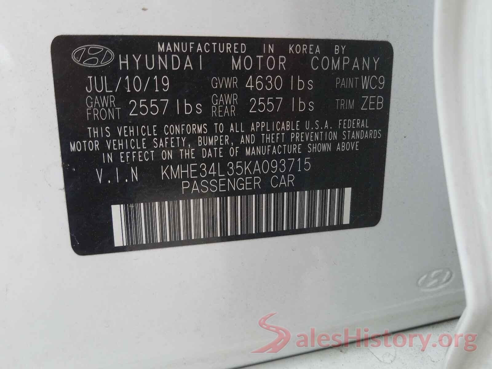 KMHE34L35KA093715 2019 HYUNDAI SONATA