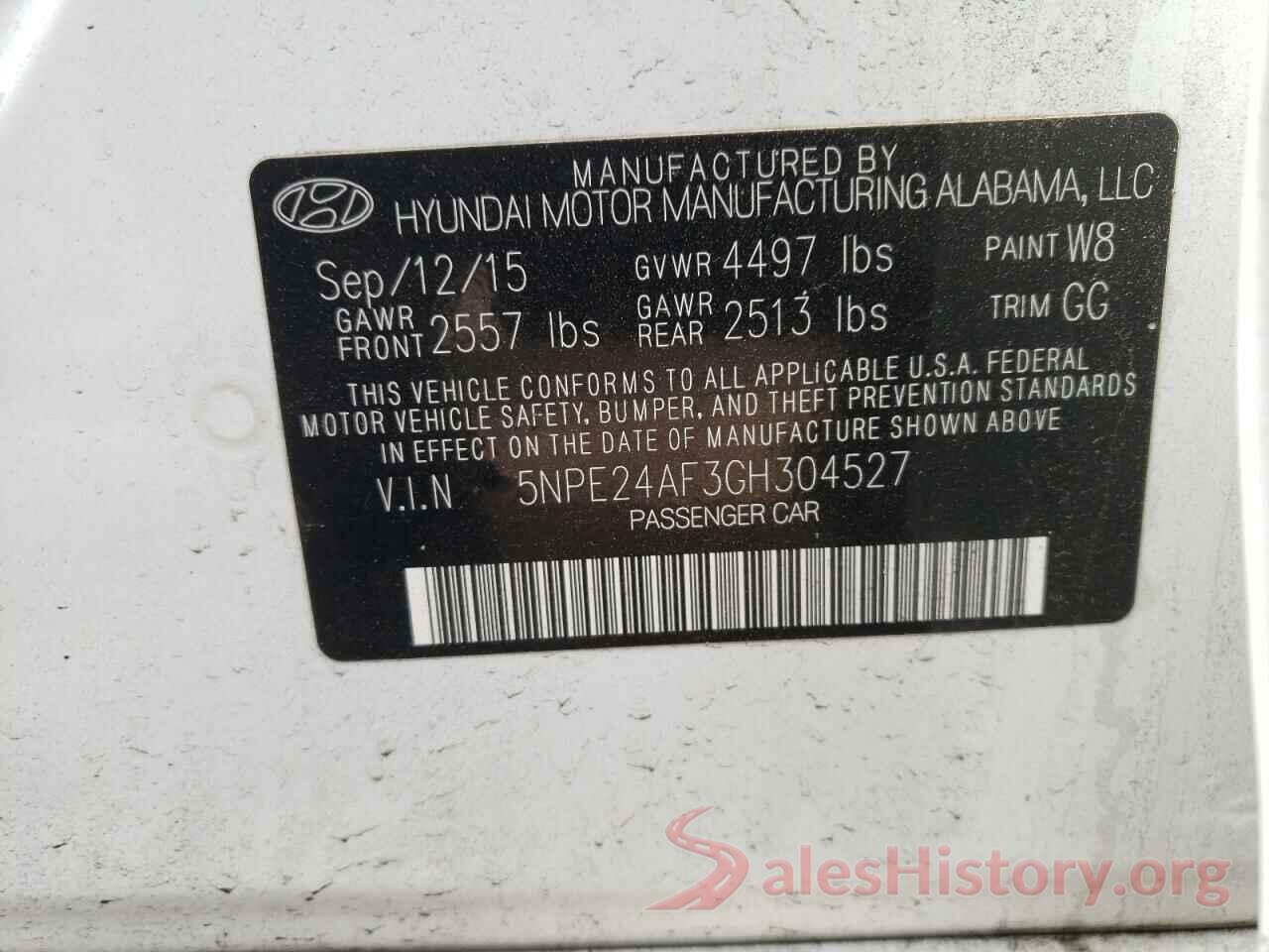 5NPE24AF3GH304527 2016 HYUNDAI SONATA