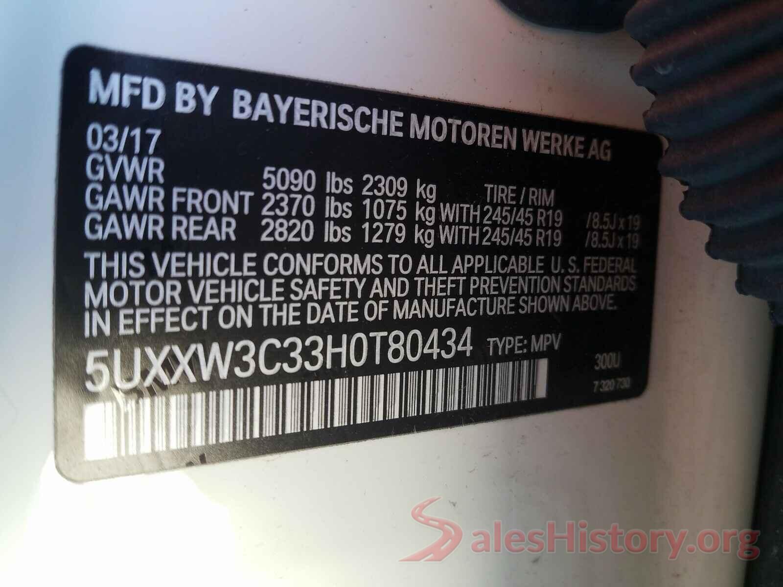 5UXXW3C33H0T80434 2017 BMW X4