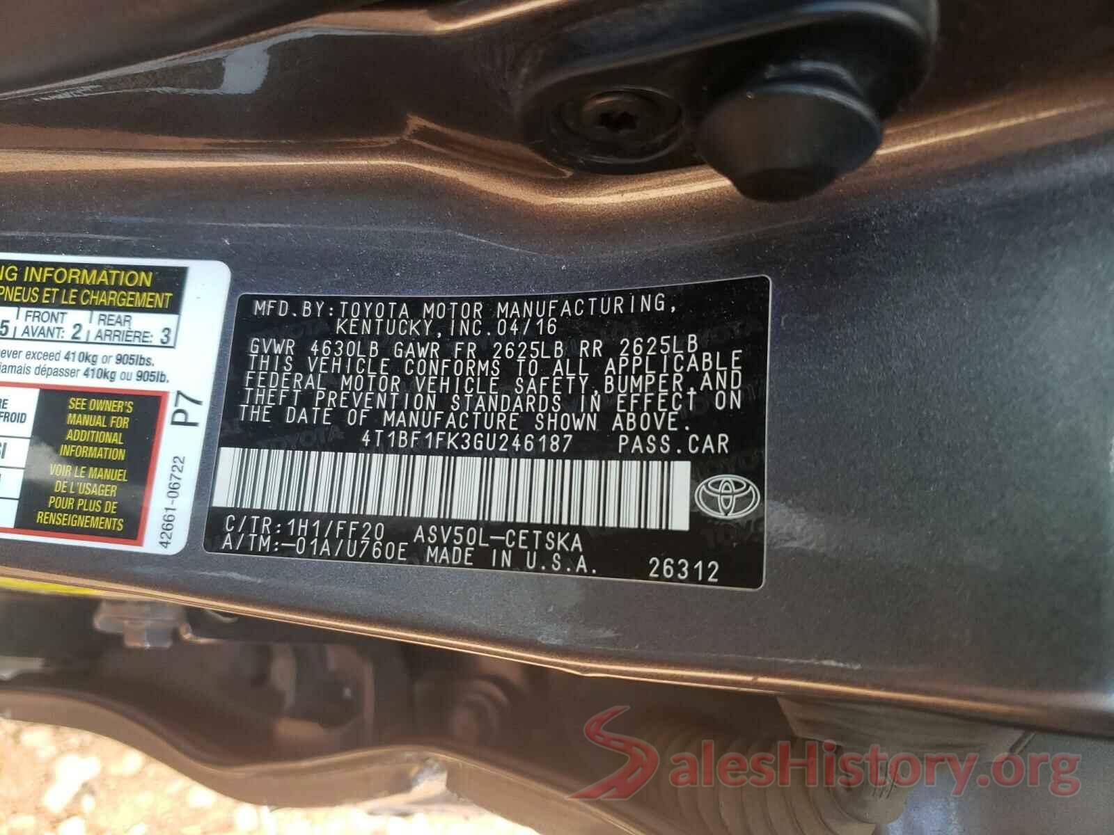 4T1BF1FK3GU246187 2016 TOYOTA CAMRY