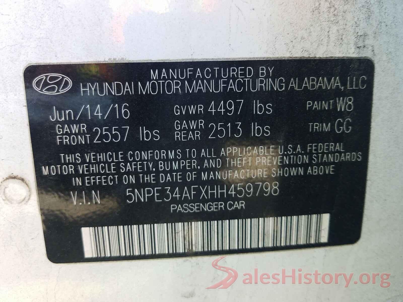 5NPE34AFXHH459798 2017 HYUNDAI SONATA