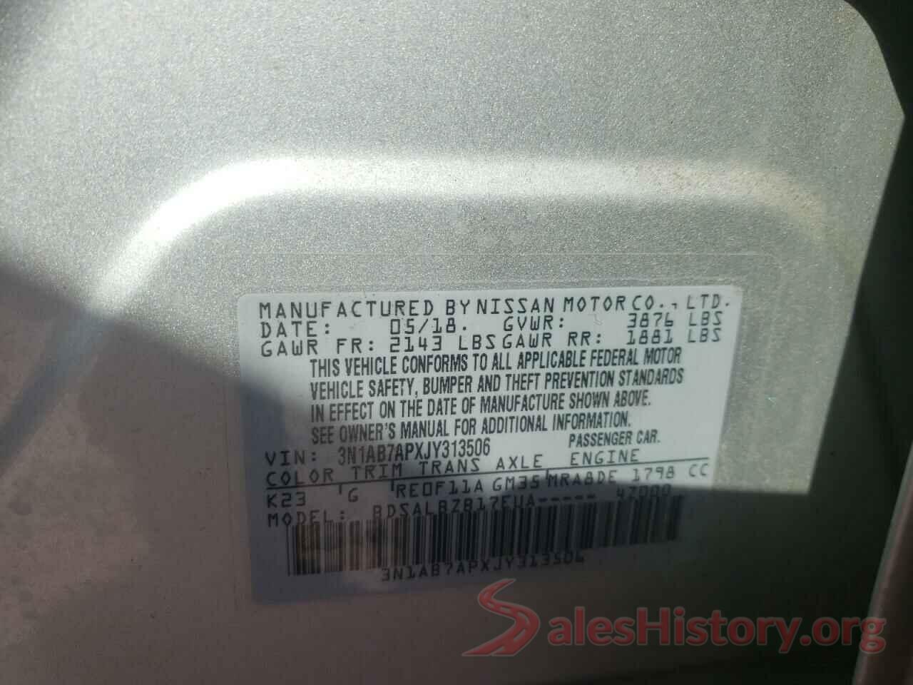 3N1AB7APXJY313506 2018 NISSAN SENTRA