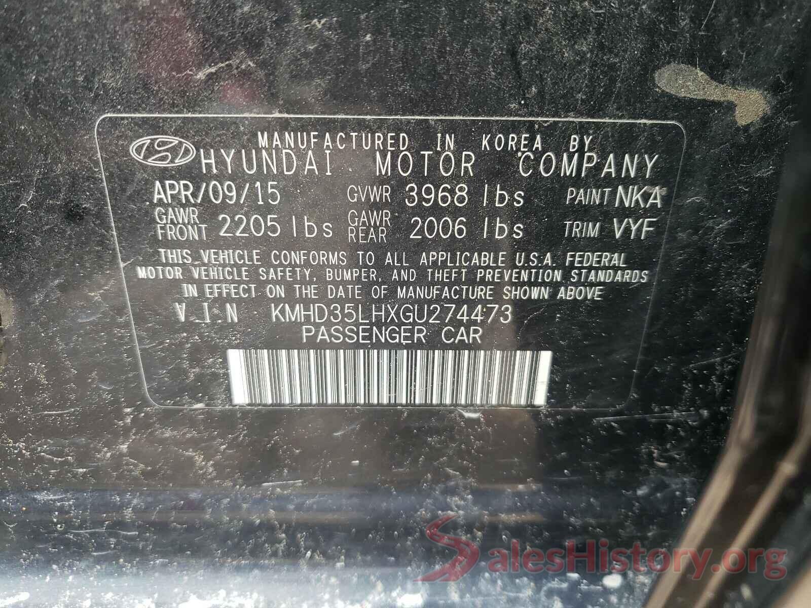 KMHD35LHXGU274473 2016 HYUNDAI ELANTRA