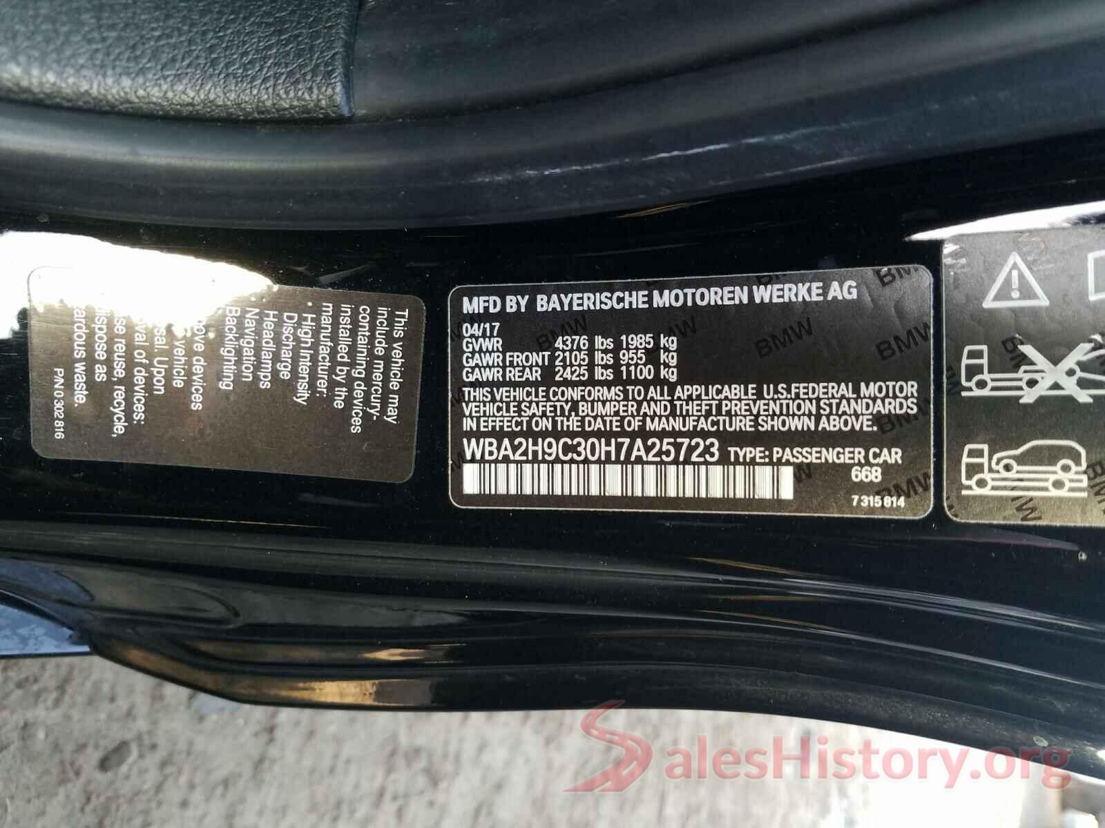 WBA2H9C30H7A25723 2017 BMW 2 SERIES