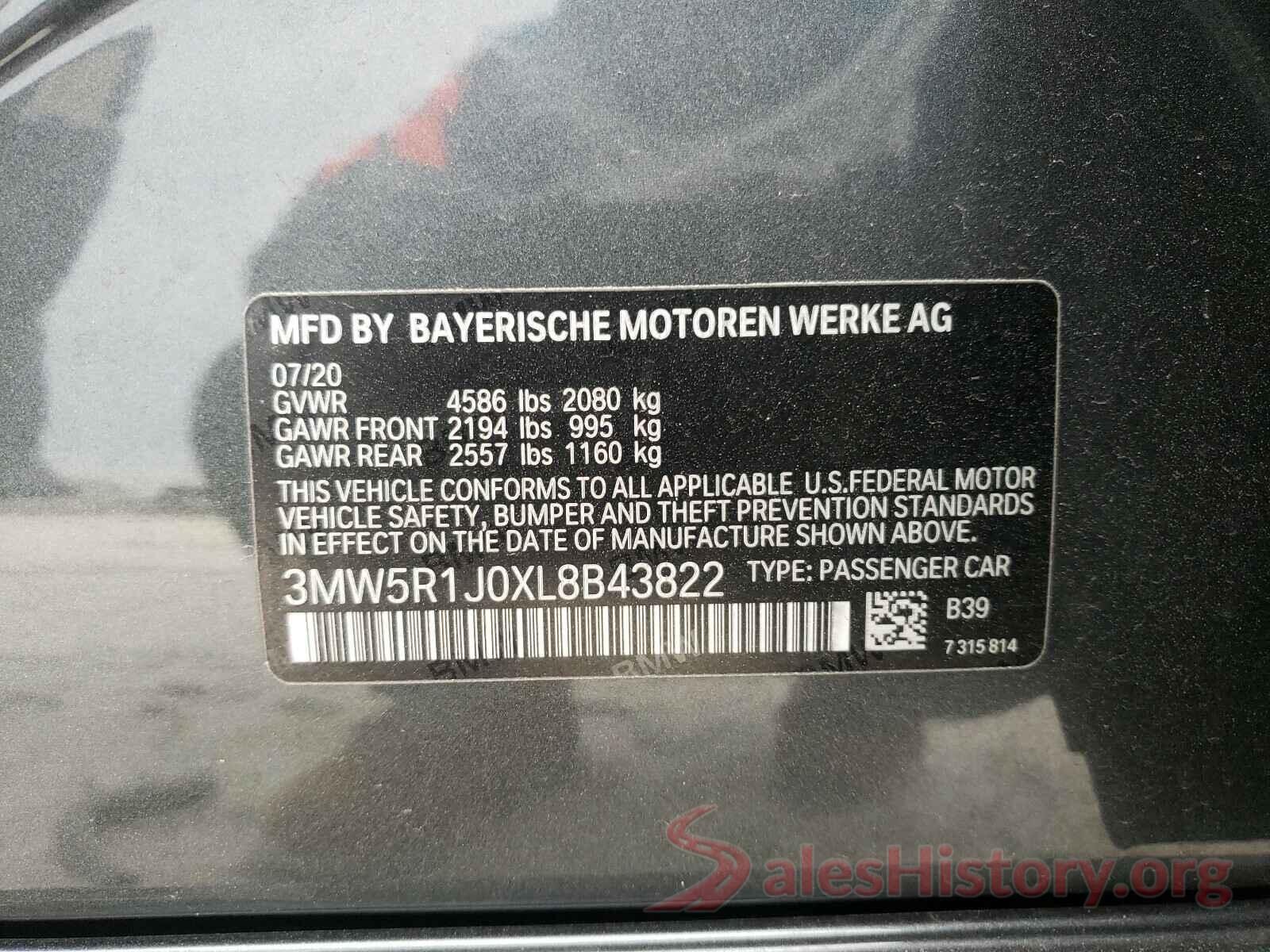 3MW5R1J0XL8B43822 2020 BMW 3 SERIES