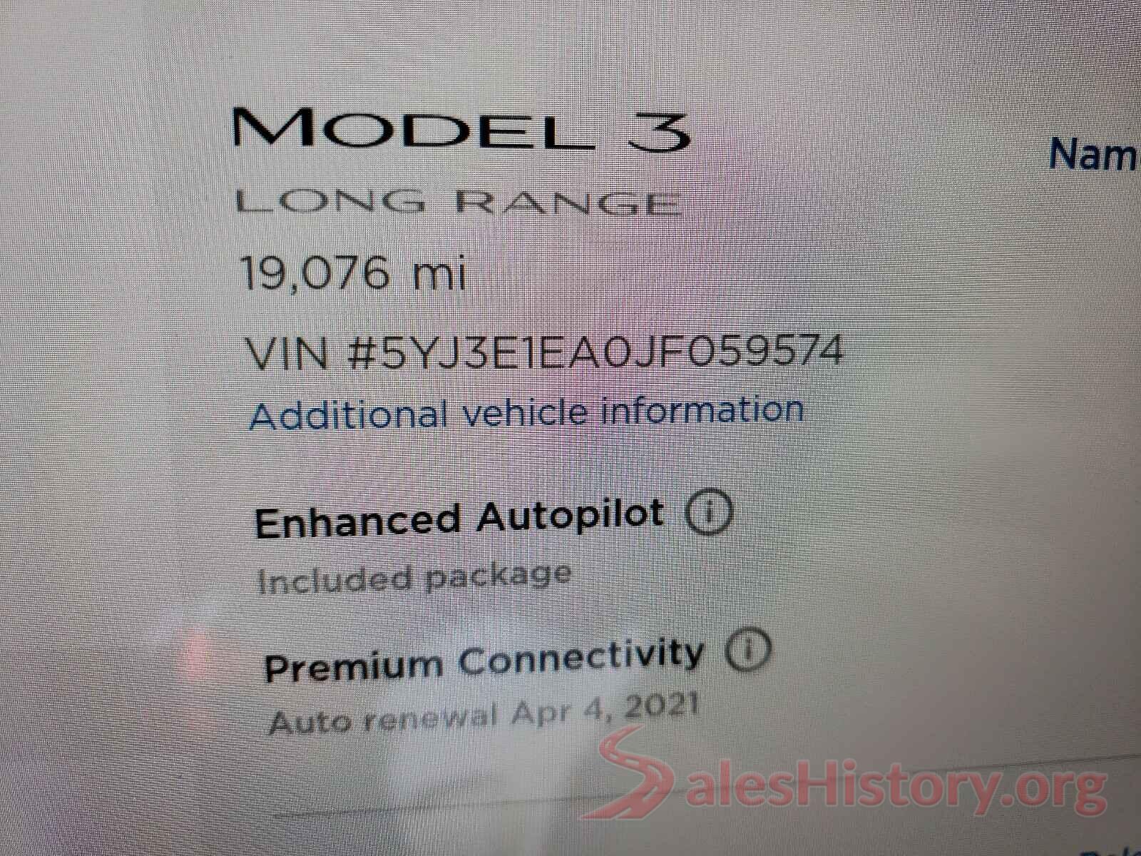 5YJ3E1EA0JF059574 2018 TESLA MODEL 3