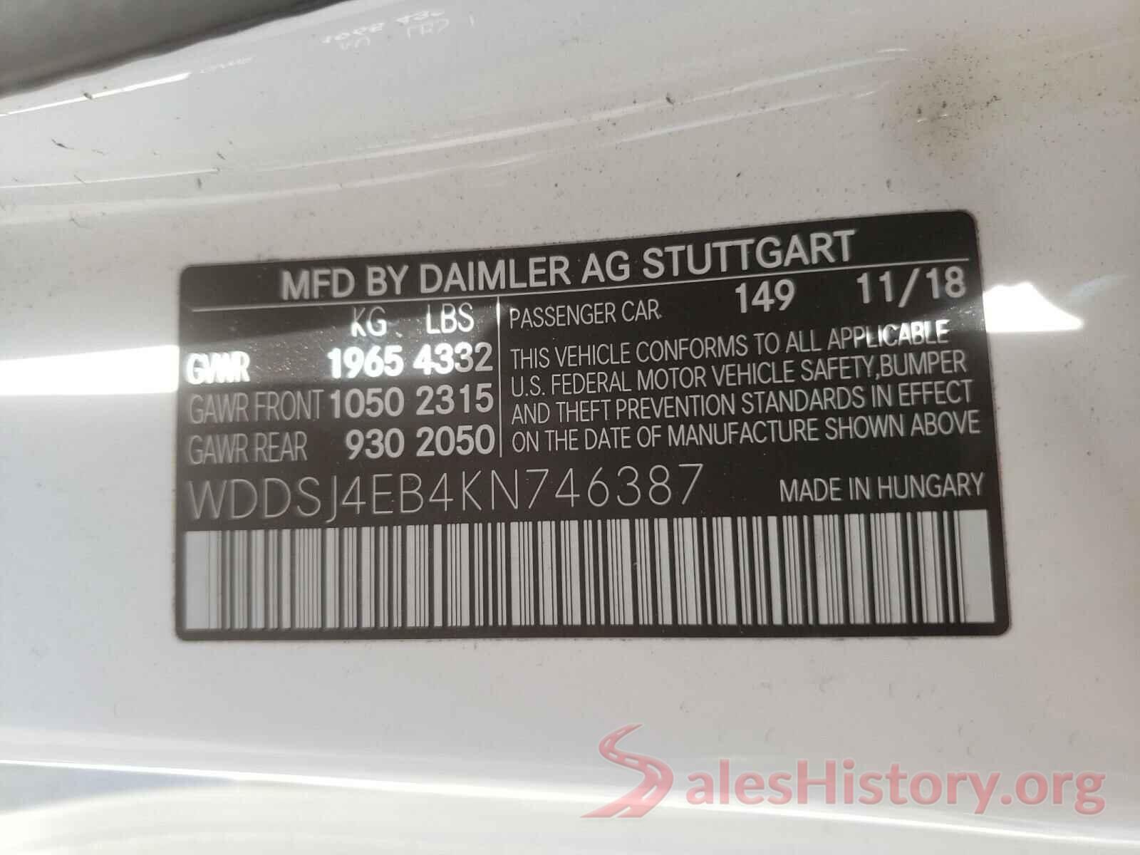 WDDSJ4EB4KN746387 2019 MERCEDES-BENZ C CLASS