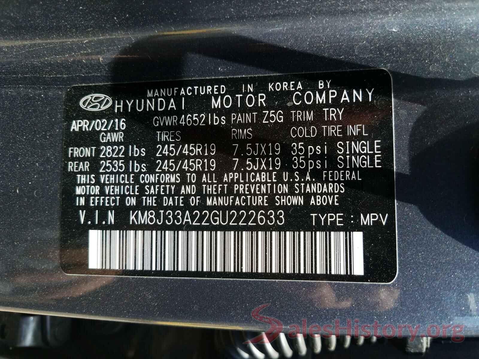 KM8J33A22GU222633 2016 HYUNDAI TUCSON