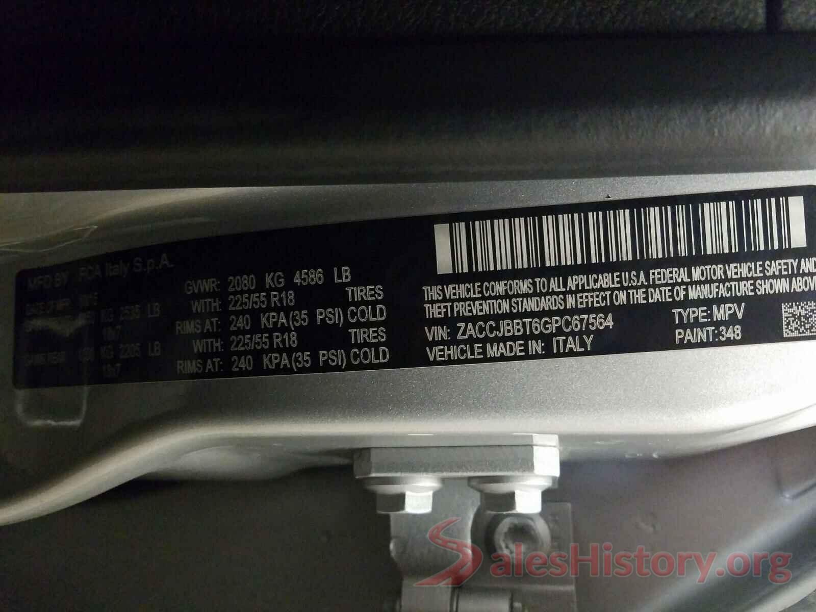 ZACCJBBT6GPC67564 2016 JEEP RENEGADE