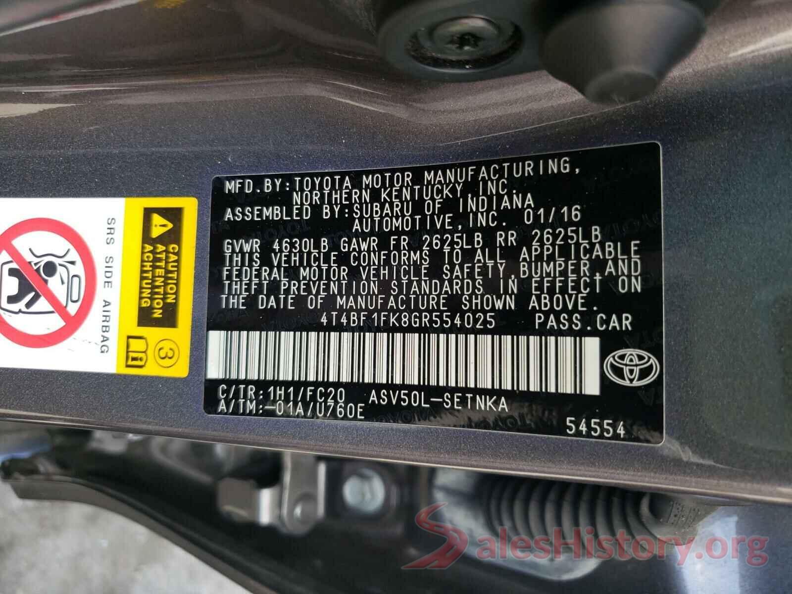 4T4BF1FK8GR554025 2016 TOYOTA CAMRY