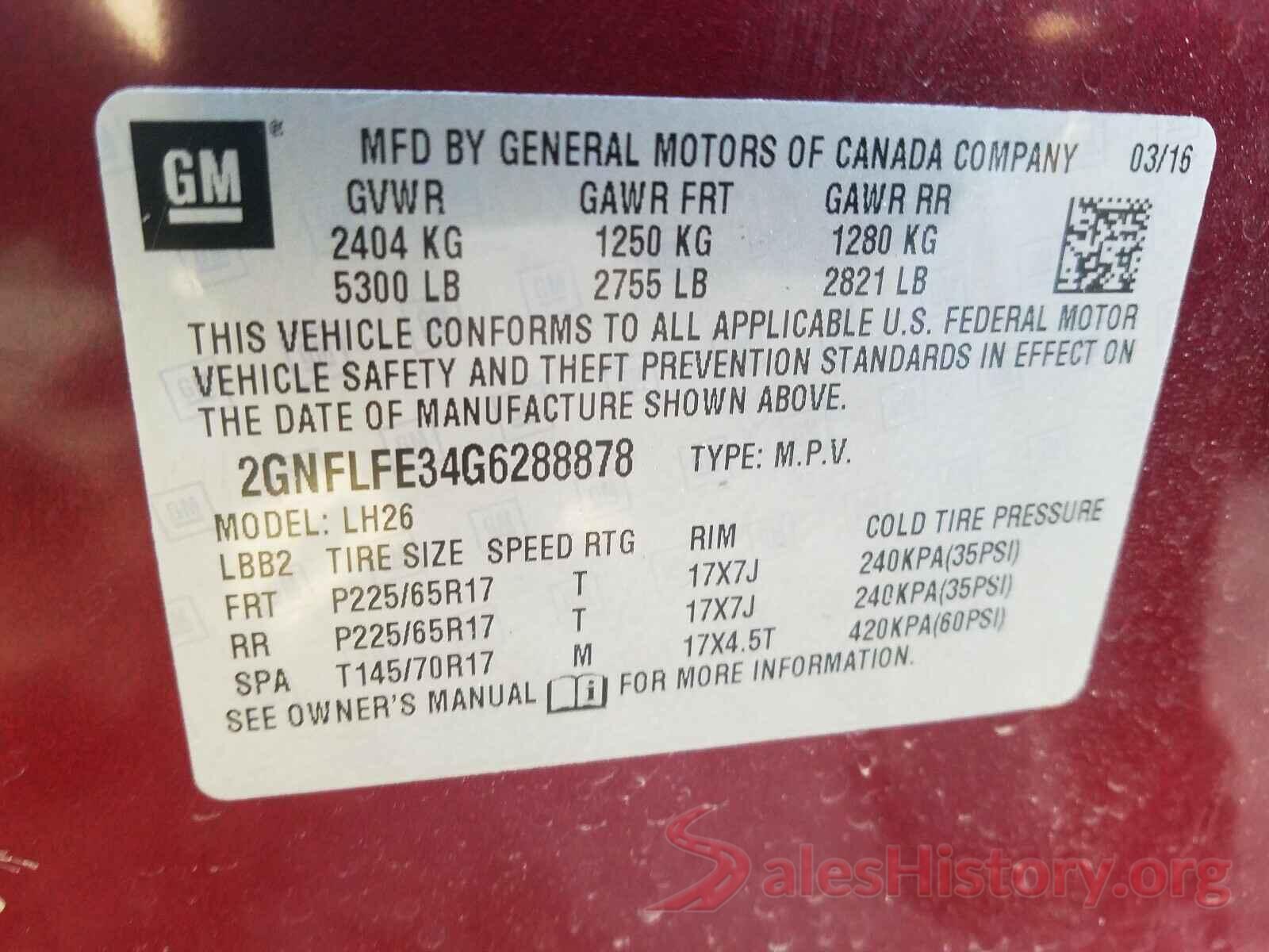 2GNFLFE34G6288878 2016 CHEVROLET EQUINOX