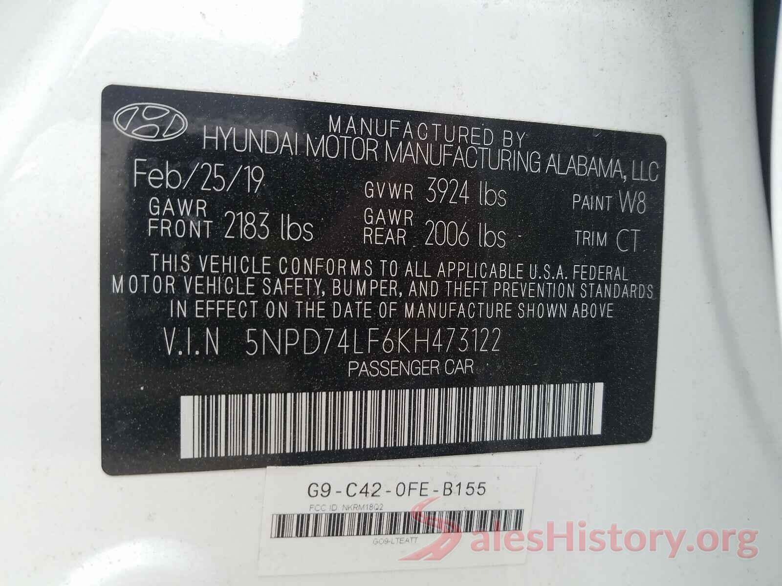 5NPD74LF6KH473122 2019 HYUNDAI ELANTRA