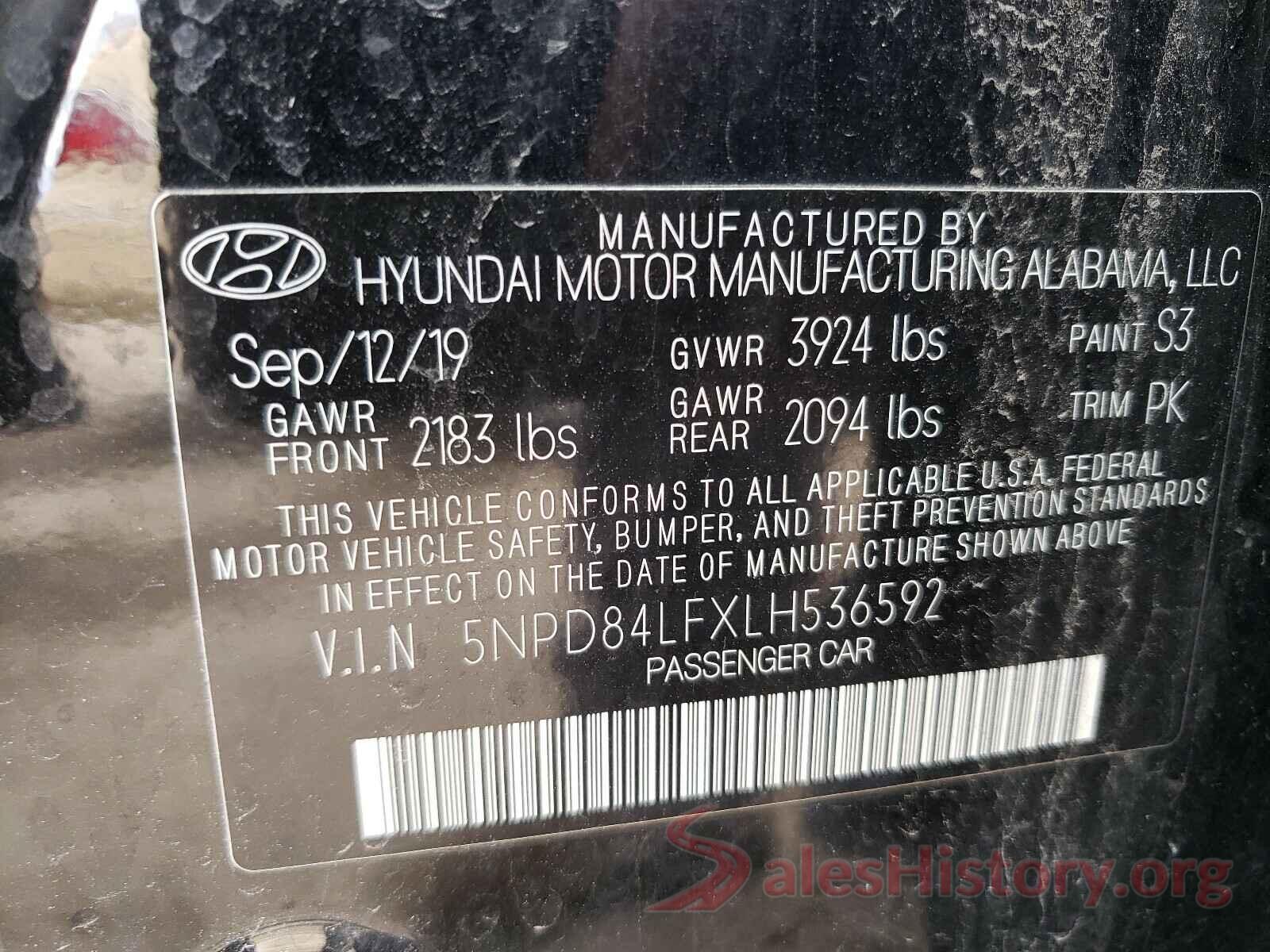 5NPD84LFXLH536592 2020 HYUNDAI ELANTRA