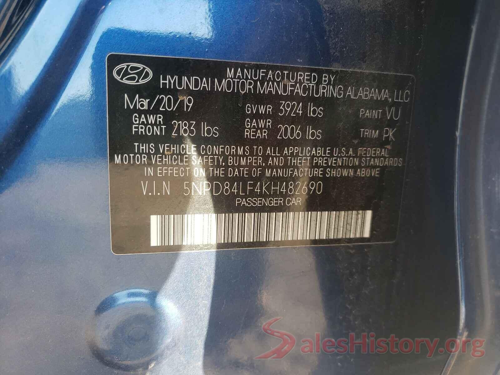 5NPD84LF4KH482690 2019 HYUNDAI ELANTRA