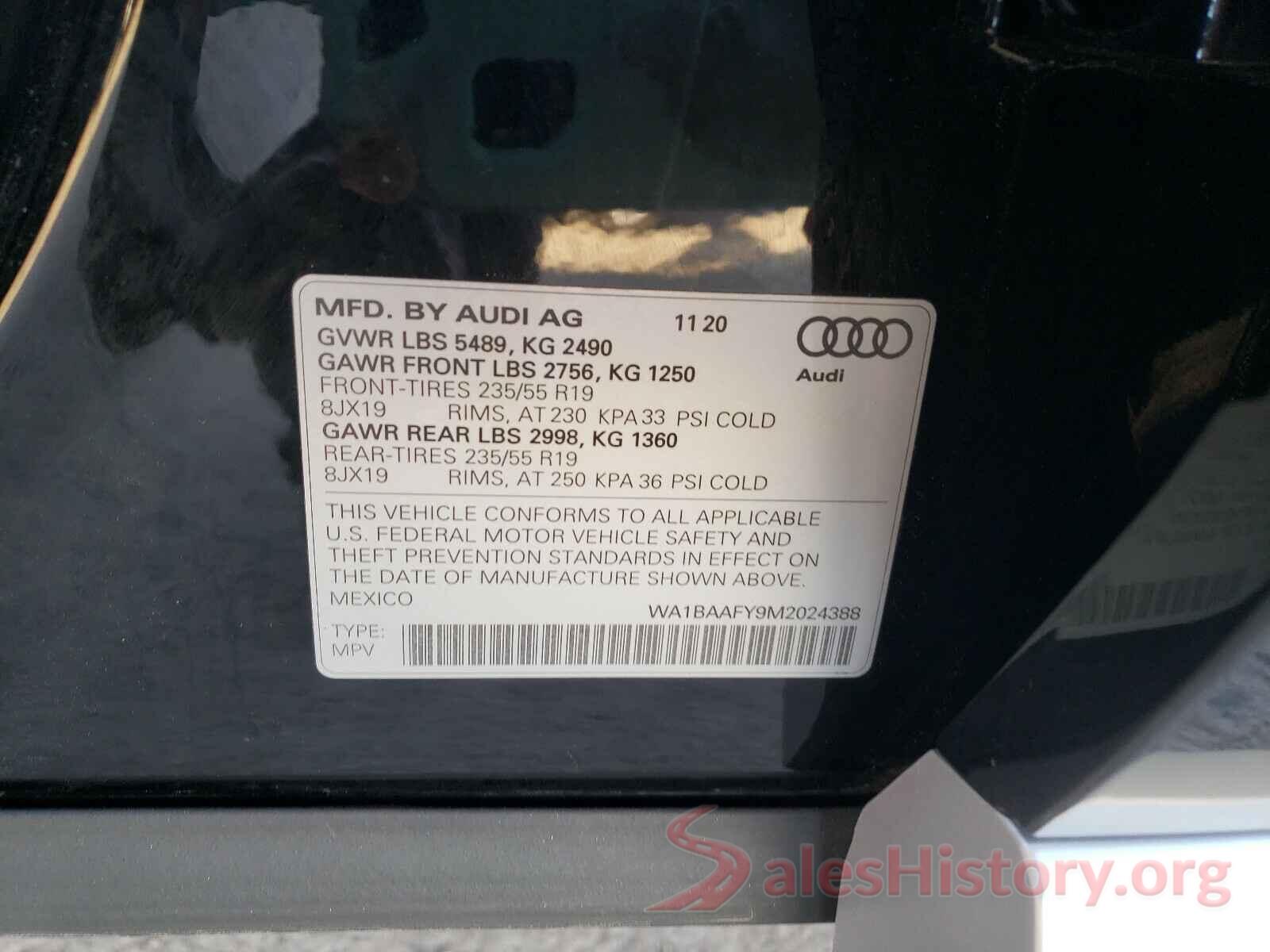 WA1BAAFY9M2024388 2021 AUDI Q5