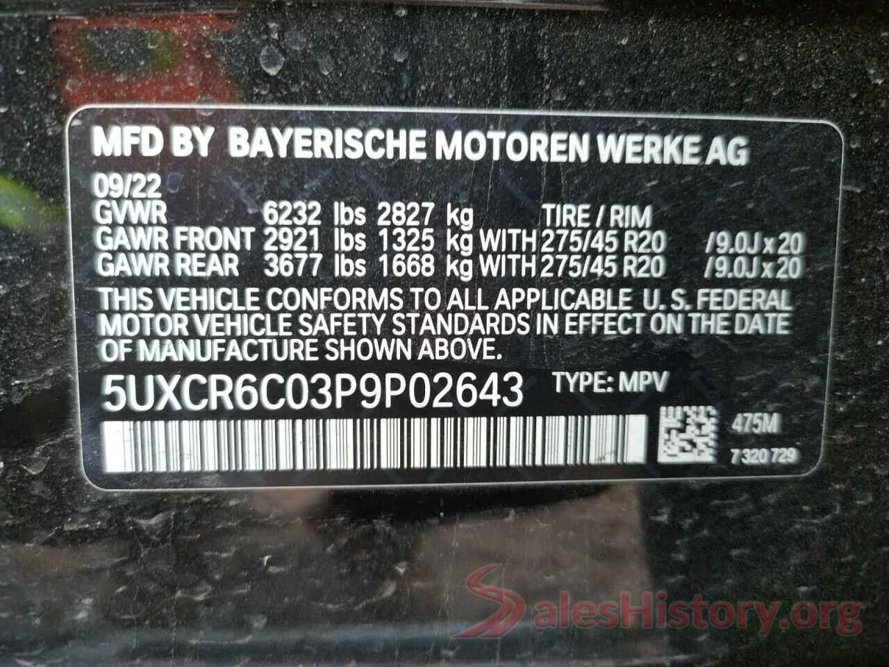 5UXCR6C03P9P02643 2023 BMW X5