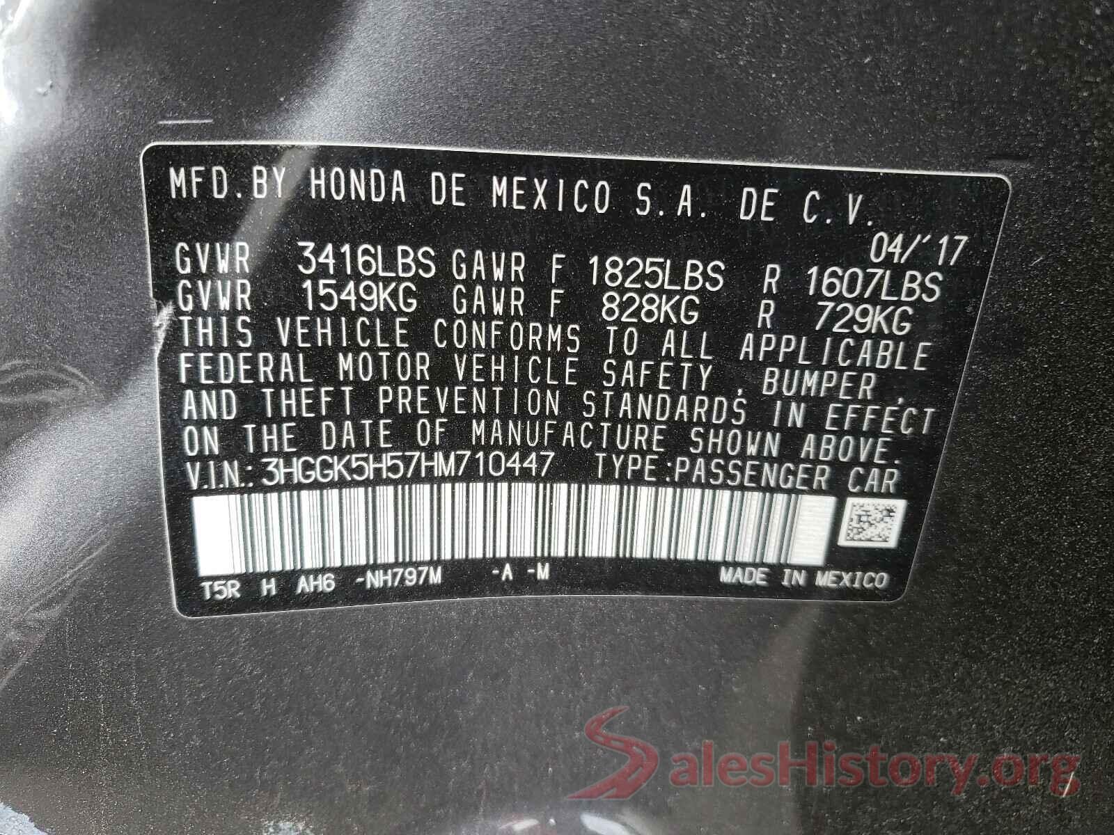 3HGGK5H57HM710447 2017 HONDA FIT