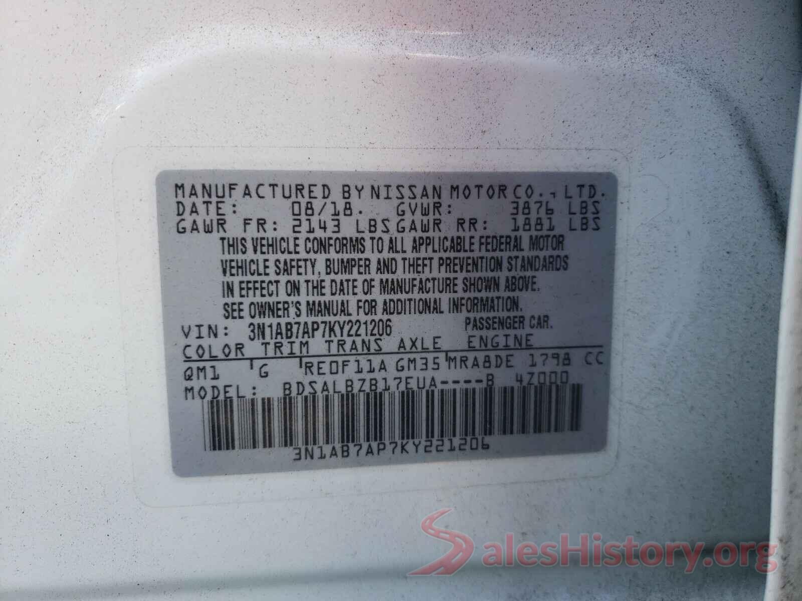 3N1AB7AP7KY221206 2019 NISSAN SENTRA