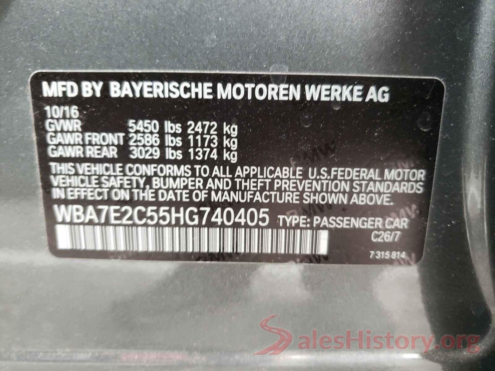 WBA7E2C55HG740405 2017 BMW 7 SERIES