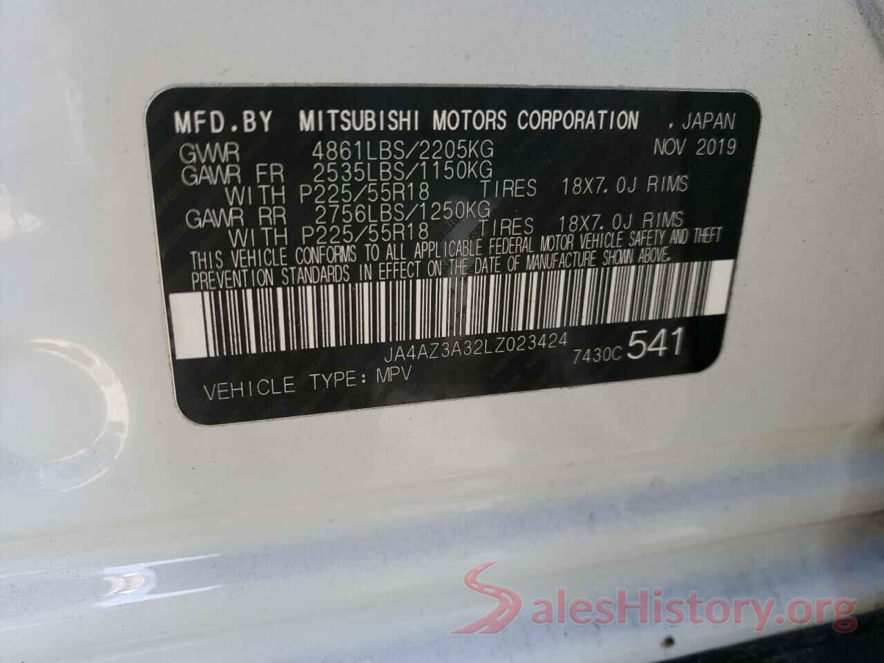 JA4AZ3A32LZ023424 2020 MITSUBISHI OUTLANDER