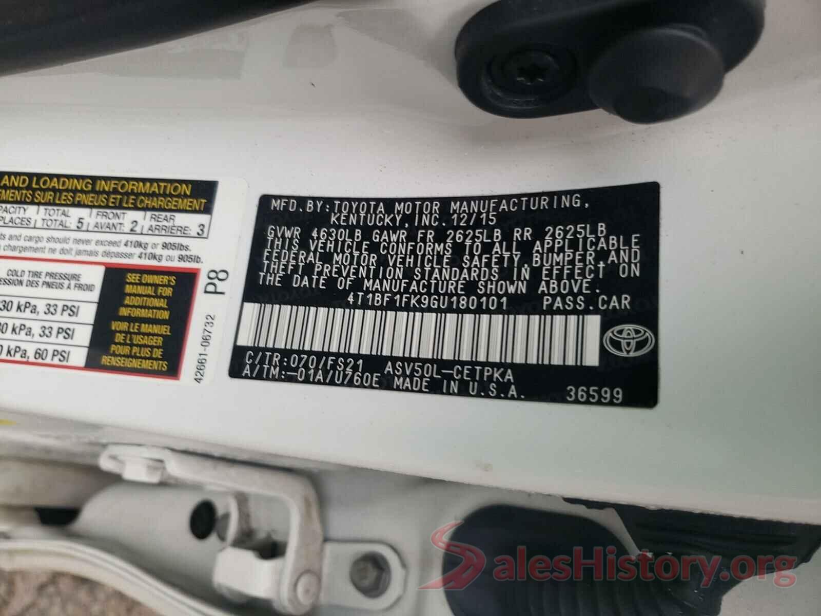 4T1BF1FK9GU180101 2016 TOYOTA CAMRY