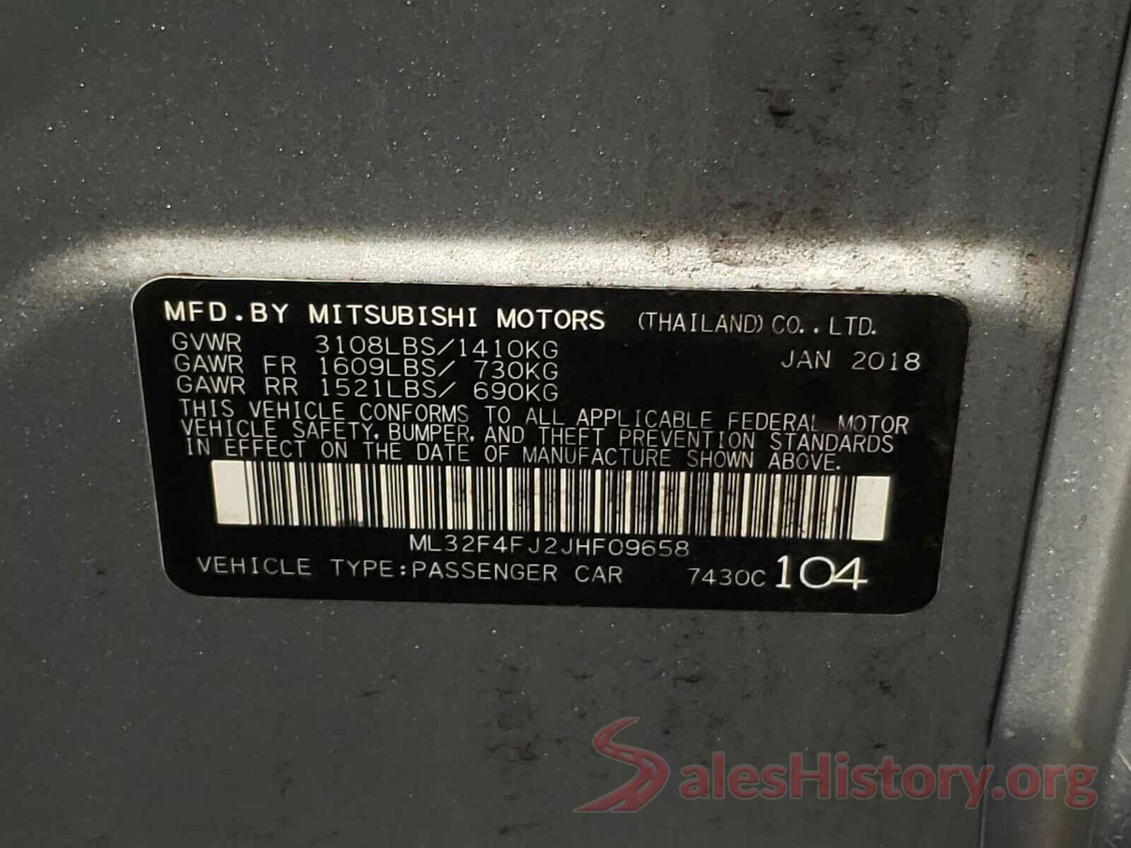 ML32F4FJ2JHF09658 2018 MITSUBISHI MIRAGE