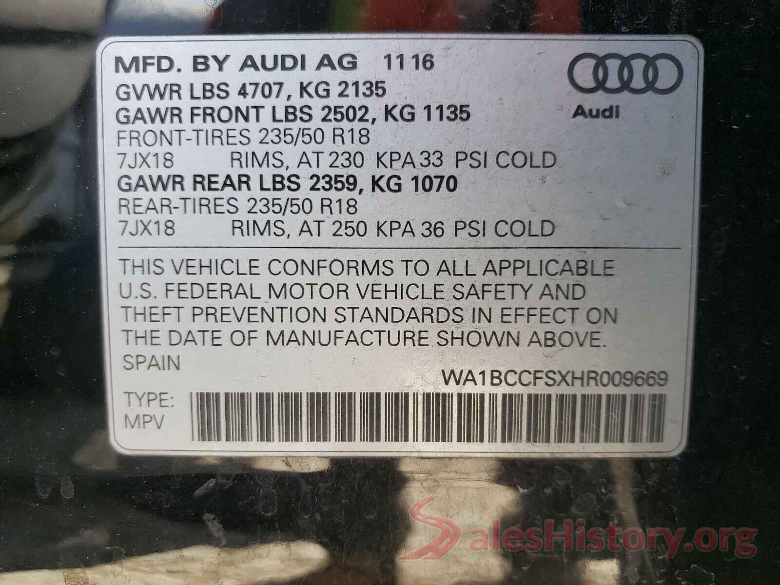 WA1BCCFSXHR009669 2017 AUDI Q3