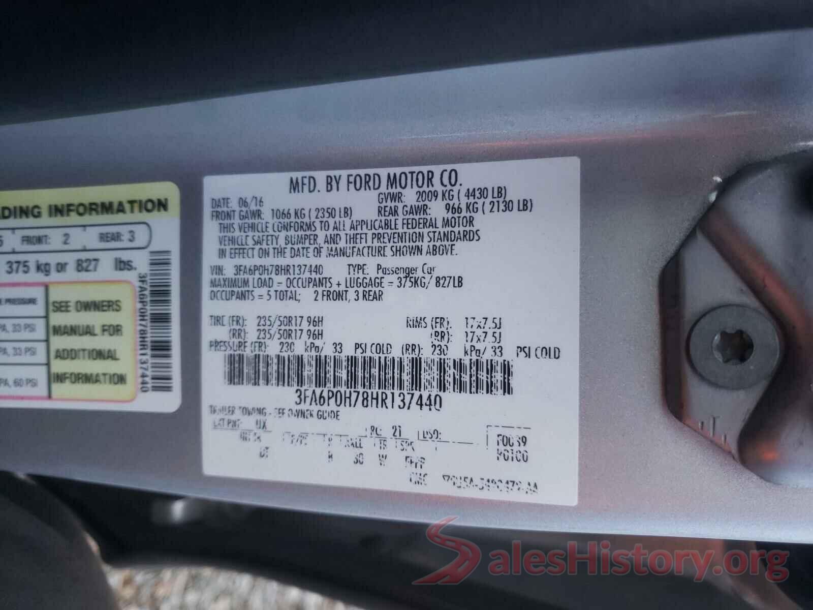 3FA6P0H78HR137440 2017 FORD FUSION