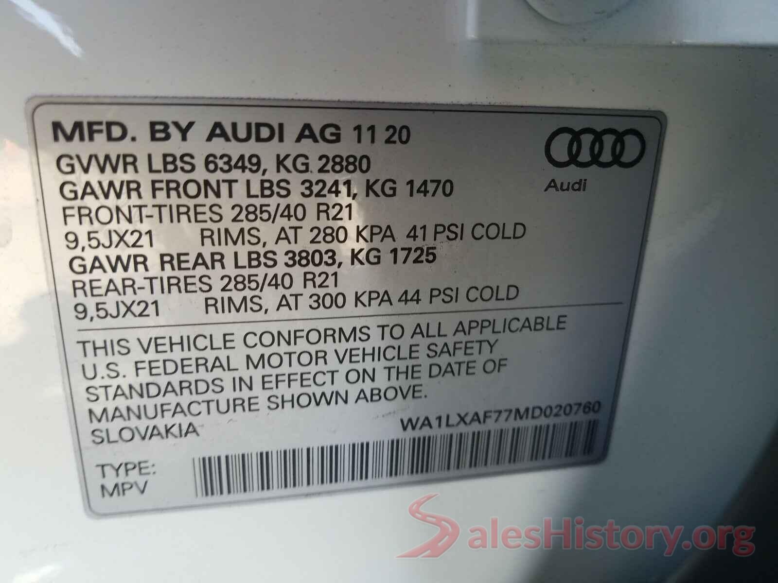 WA1LXAF77MD020760 2021 AUDI Q7