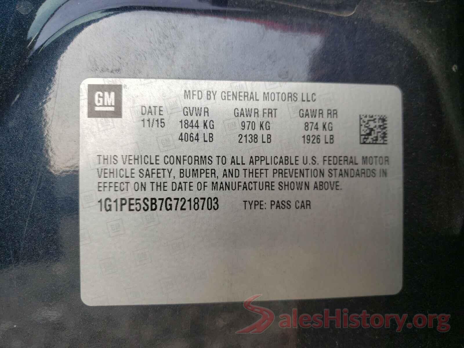 1G1PE5SB7G7218703 2016 CHEVROLET CRUZE