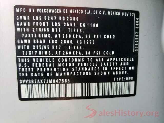 3VV3B7AX7JM047585 2018 VOLKSWAGEN TIGUAN