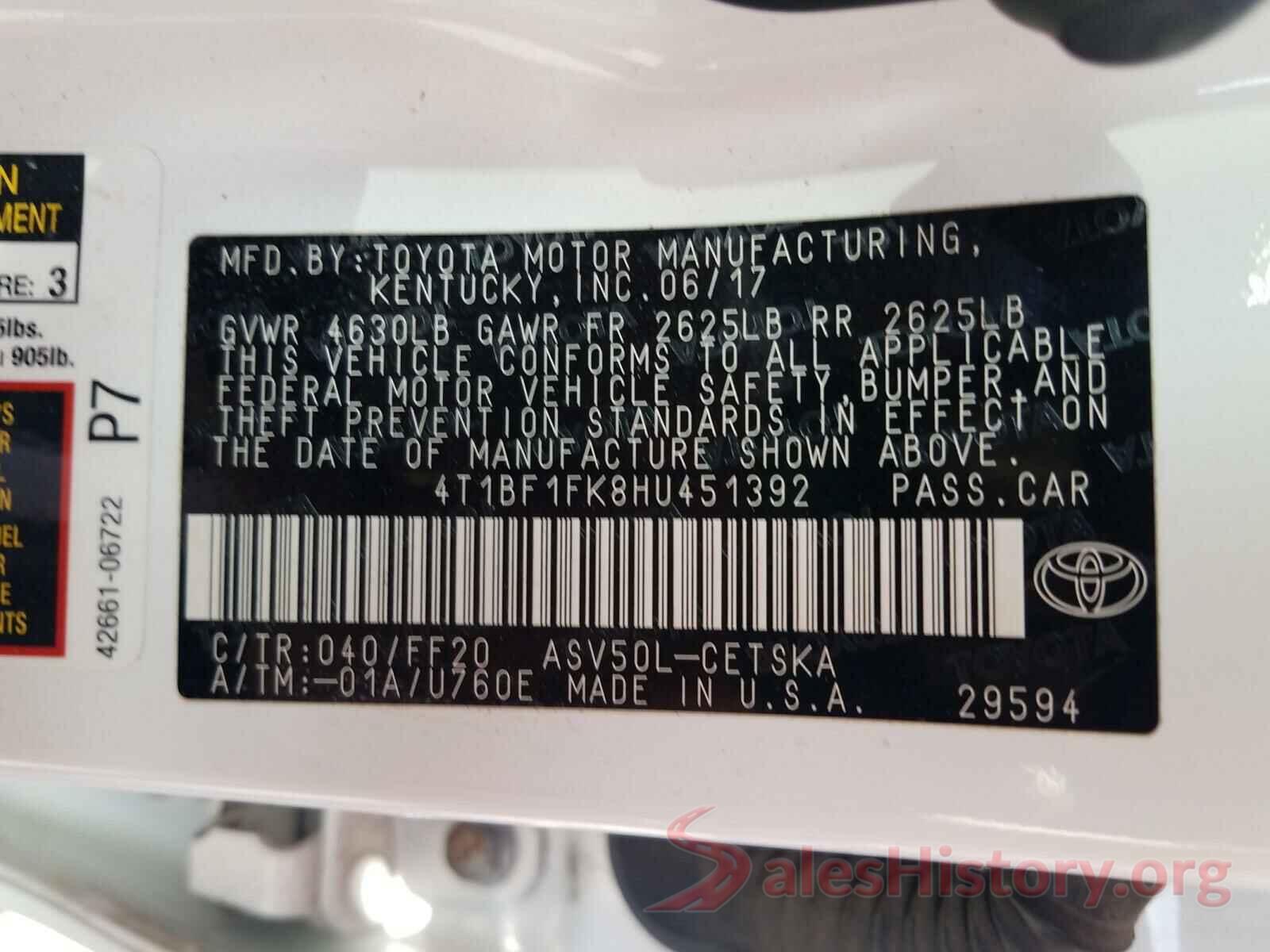 4T1BF1FK8HU451392 2017 TOYOTA CAMRY