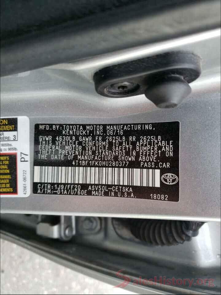 4T1BF1FK0HU280377 2017 TOYOTA CAMRY