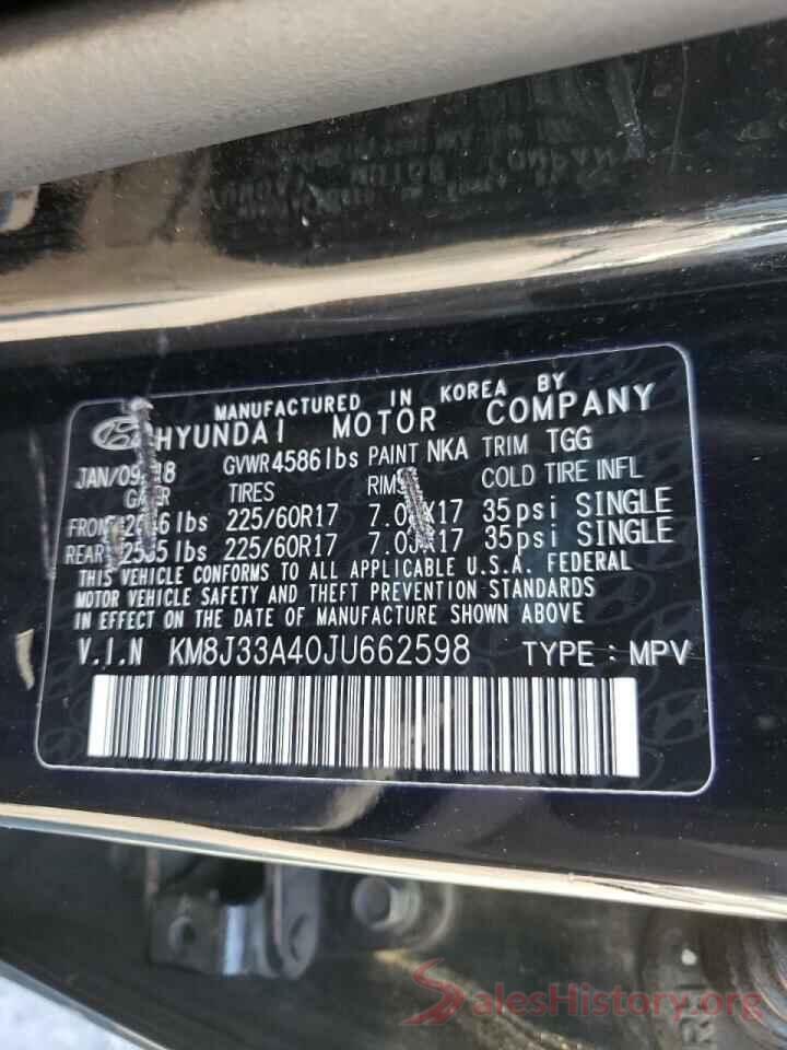 KM8J33A40JU662598 2018 HYUNDAI TUCSON