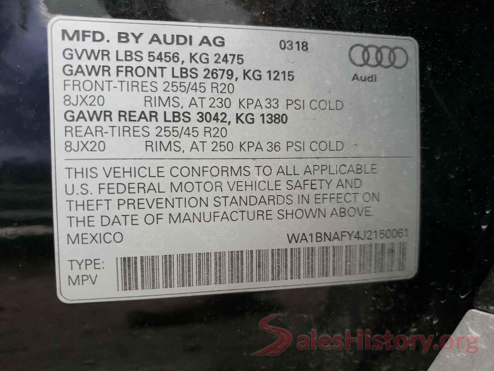 WA1BNAFY4J2150061 2018 AUDI Q5