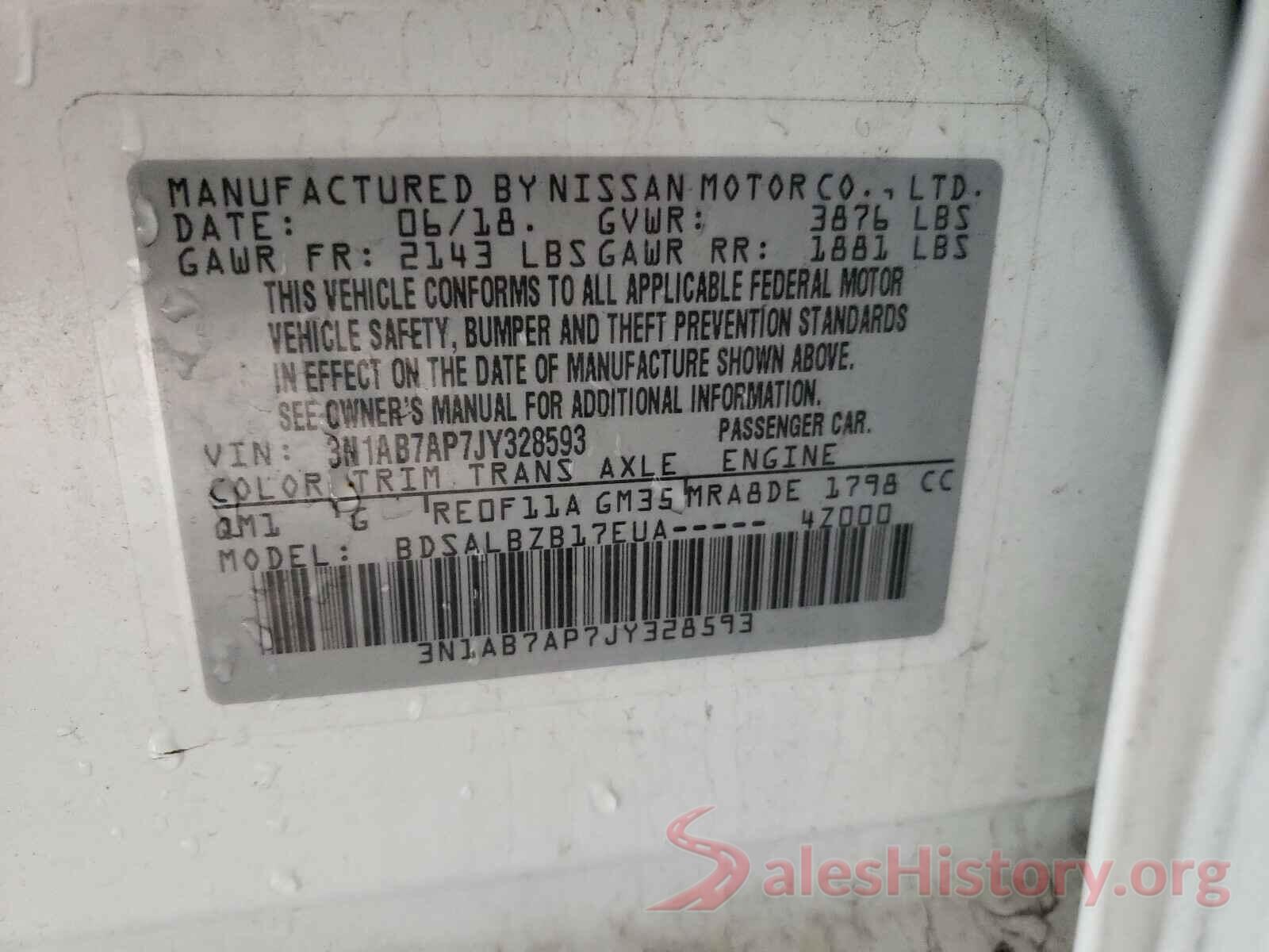 3N1AB7AP7JY328593 2018 NISSAN SENTRA