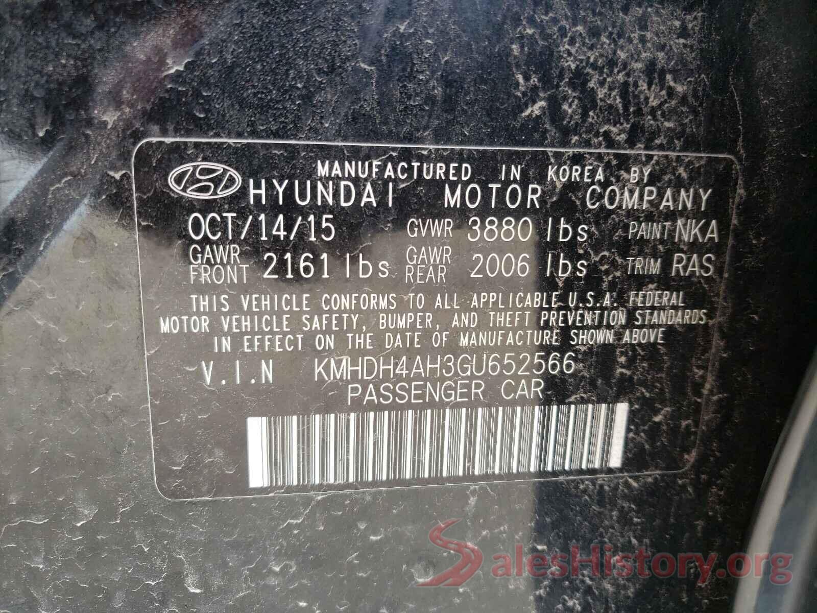 KMHDH4AH3GU652566 2016 HYUNDAI ELANTRA