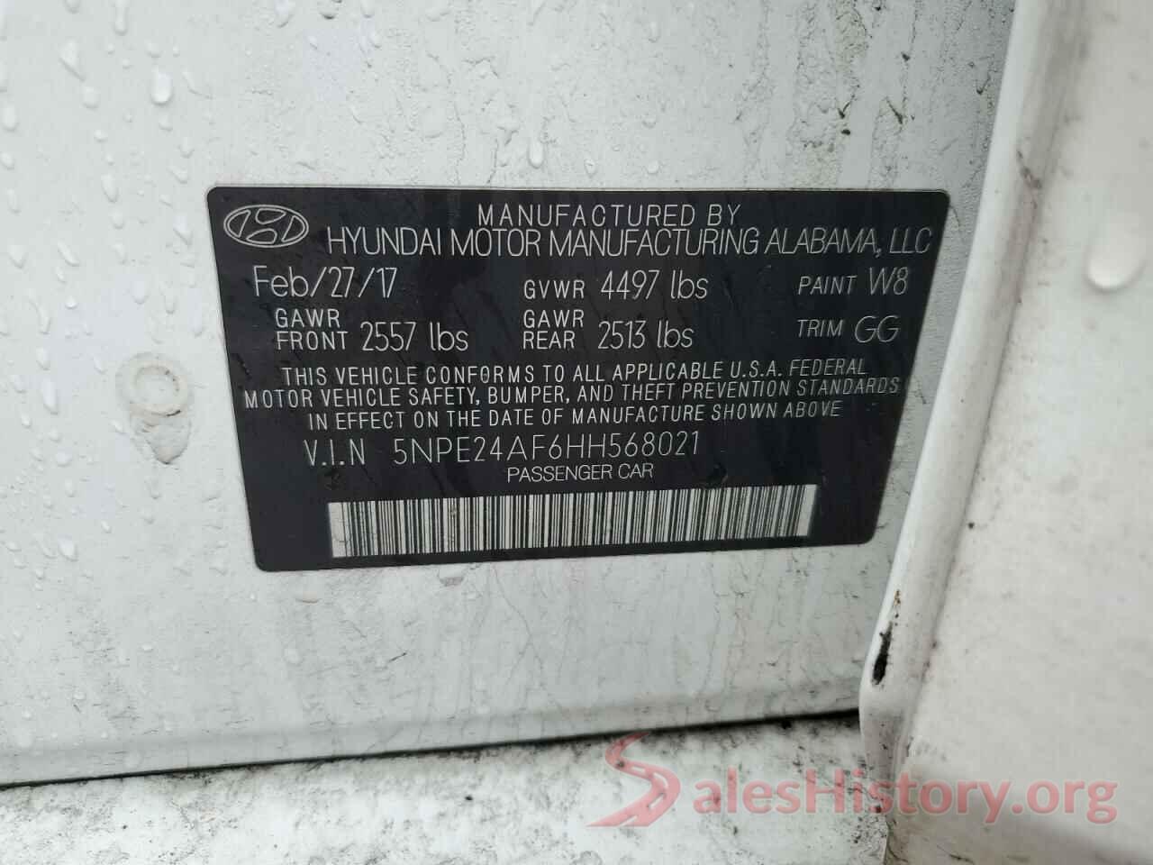 5NPE24AF6HH568021 2017 HYUNDAI SONATA