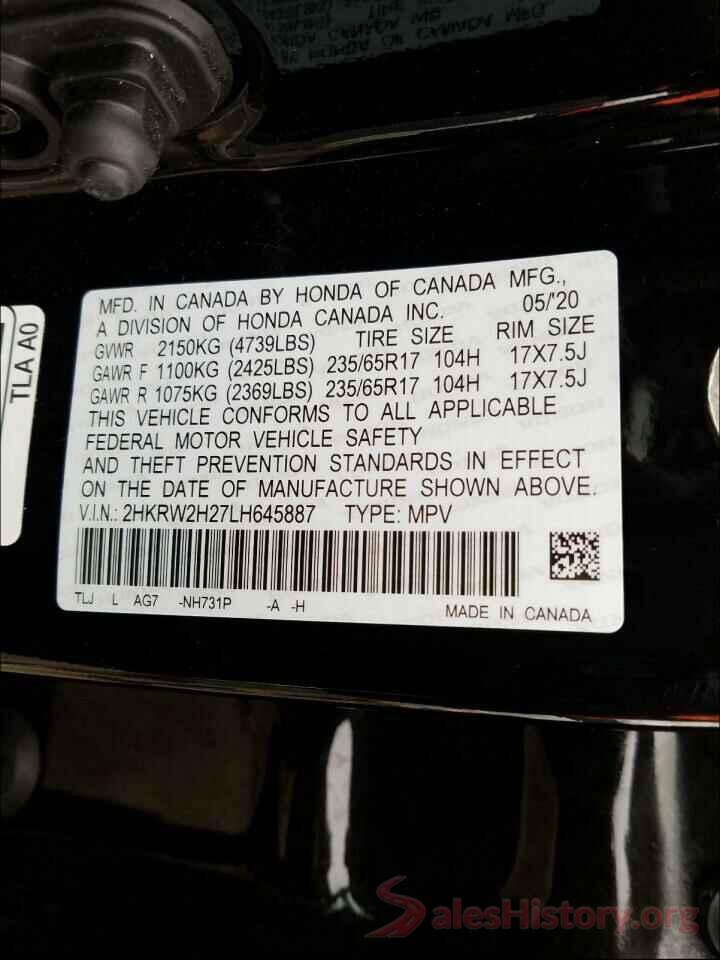 2HKRW2H27LH645887 2020 HONDA CRV