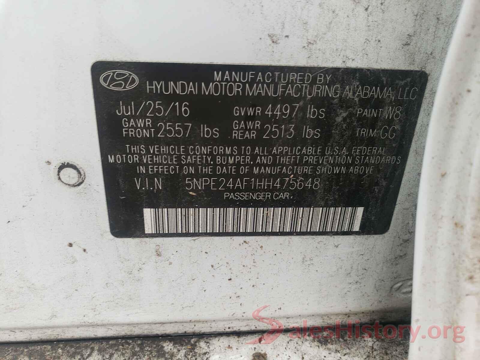 5NPE24AF1HH475648 2017 HYUNDAI SONATA