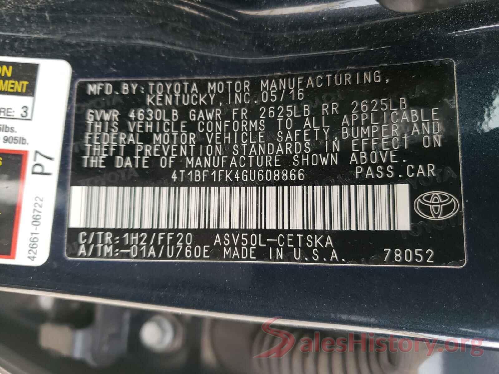 4T1BF1FK4GU608866 2016 TOYOTA CAMRY