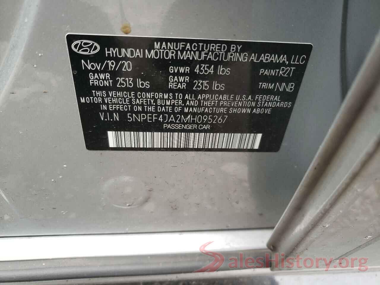 5NPEF4JA2MH095267 2021 HYUNDAI SONATA