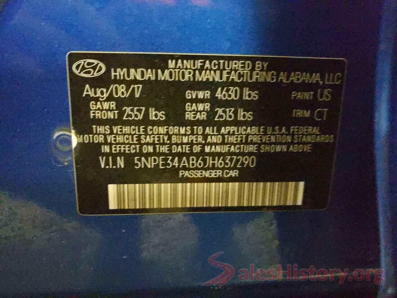 5NPE34AB6JH637290 2018 HYUNDAI SONATA