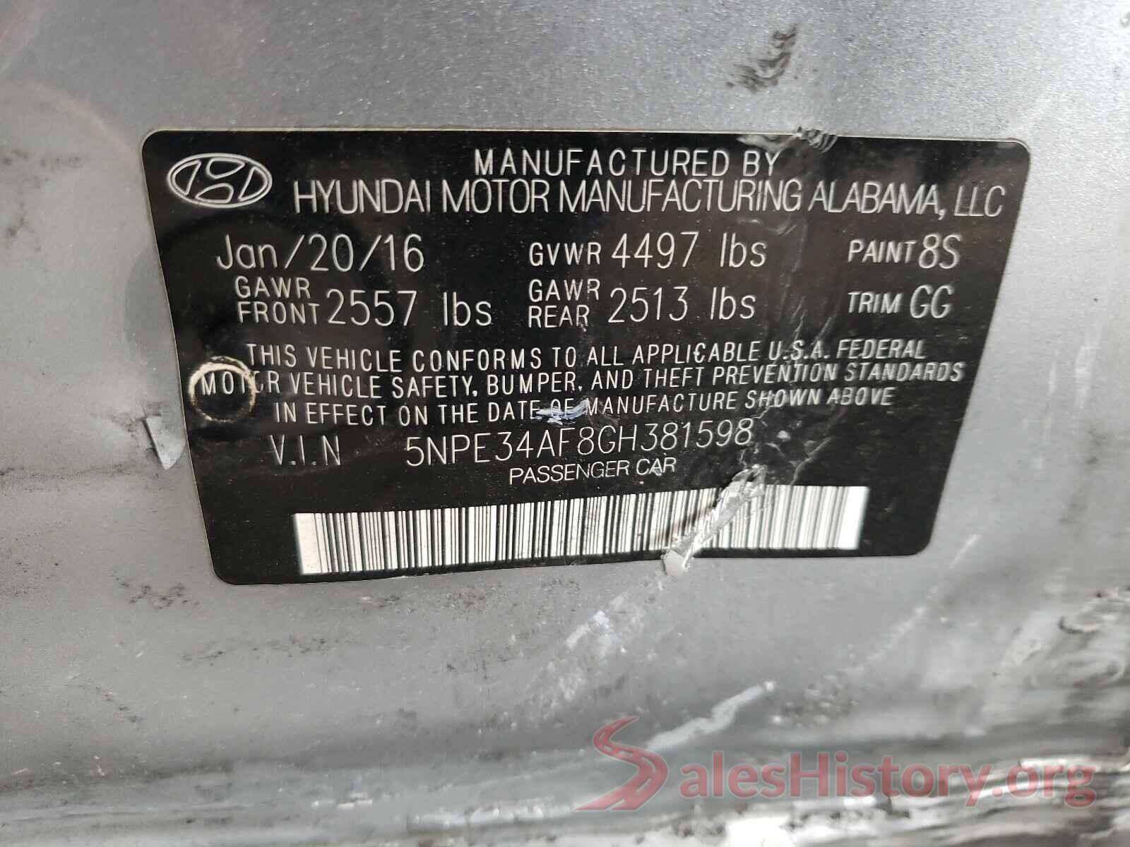 5NPE34AF8GH381598 2016 HYUNDAI SONATA