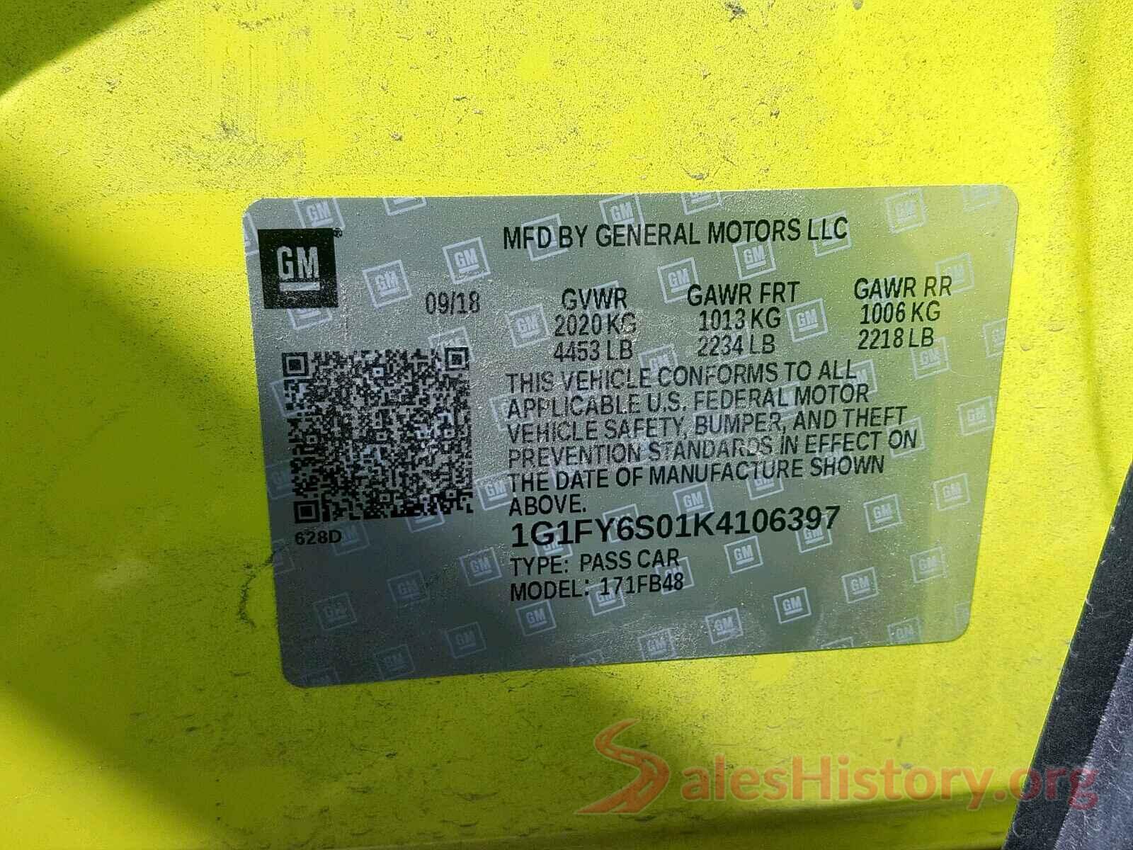 1G1FY6S01K4106397 2019 CHEVROLET BOLT