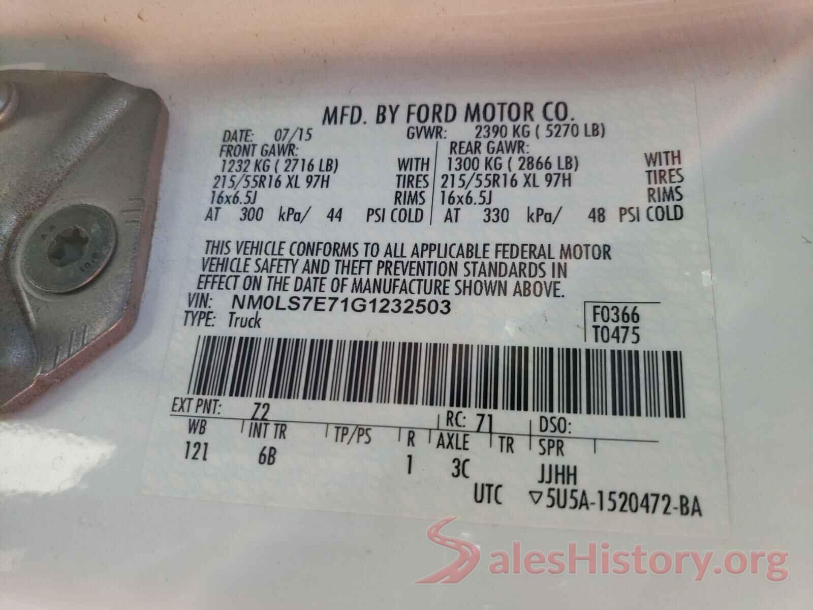 NM0LS7E71G1232503 2016 FORD TRANSIT CO