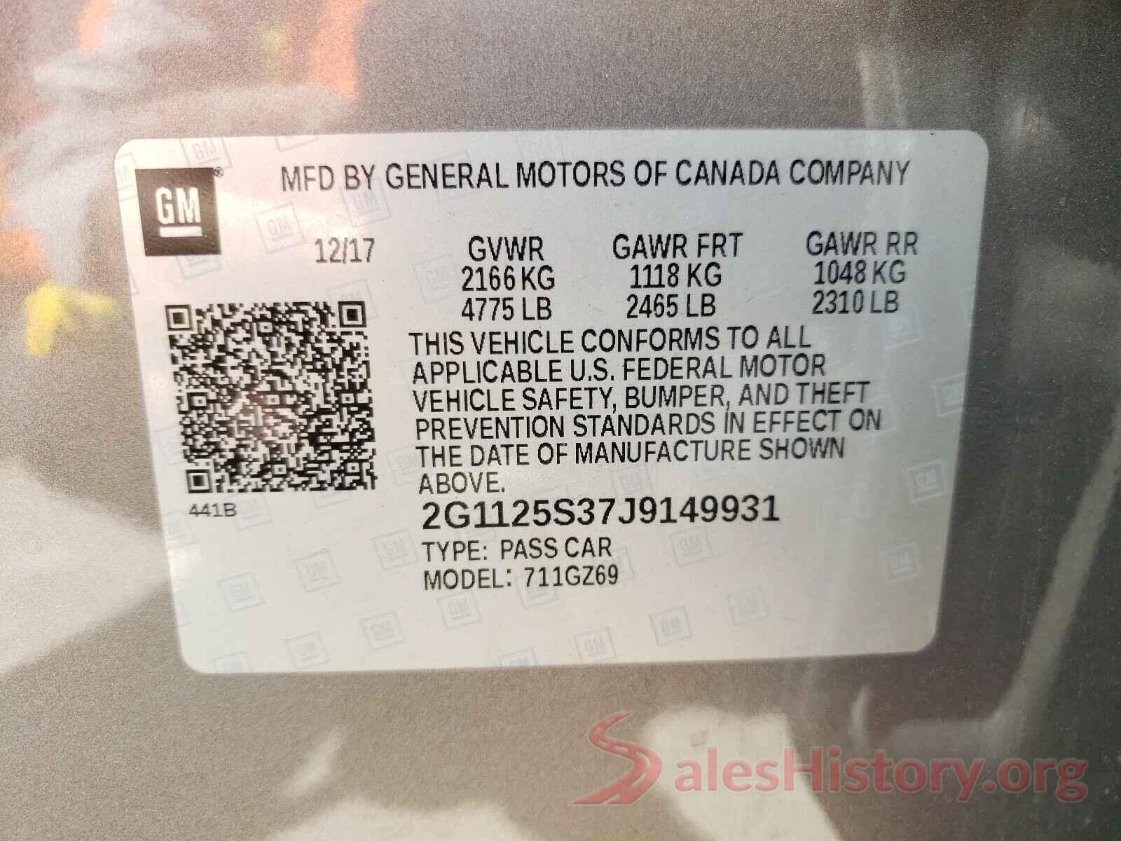 2G1125S37J9149931 2018 CHEVROLET IMPALA