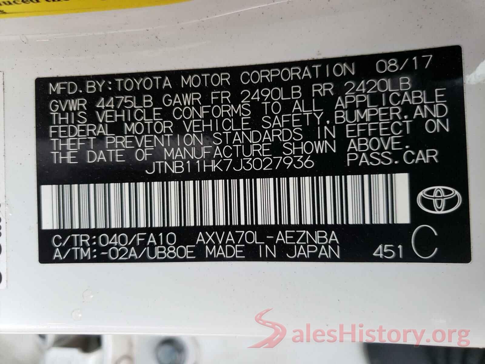 JTNB11HK7J3027936 2018 TOYOTA CAMRY