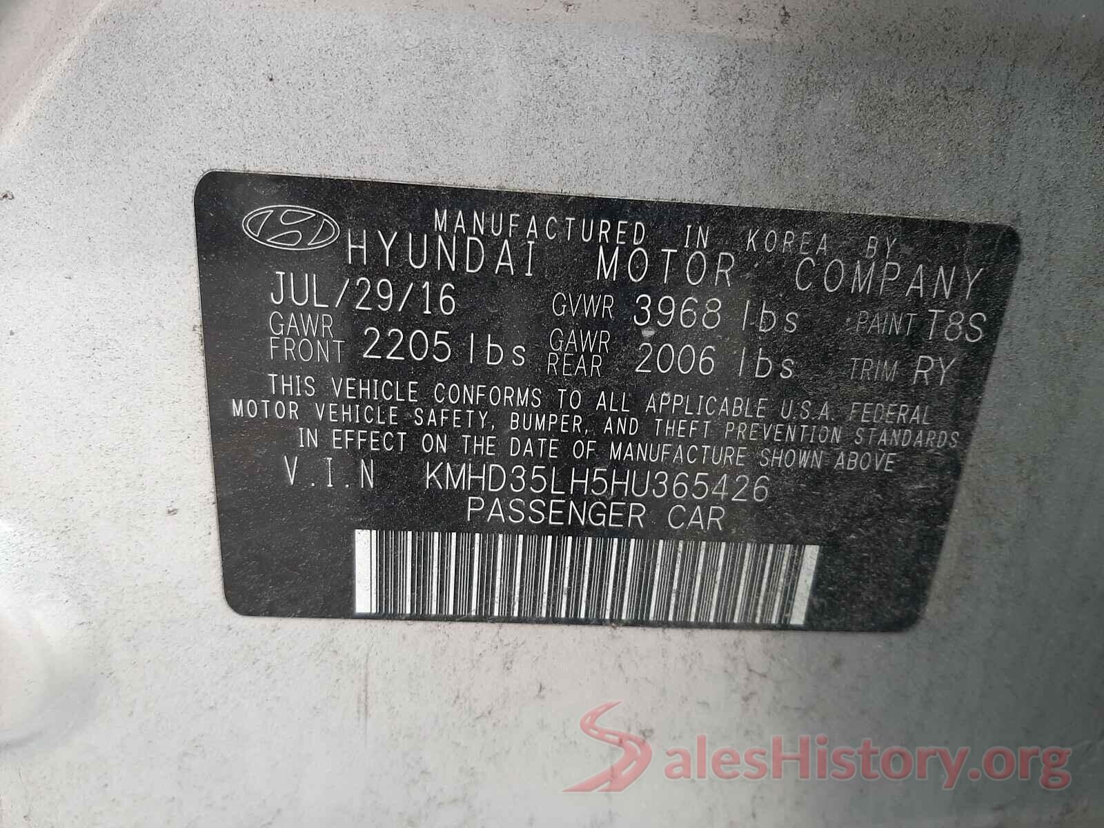 KMHD35LH5HU365426 2017 HYUNDAI ELANTRA